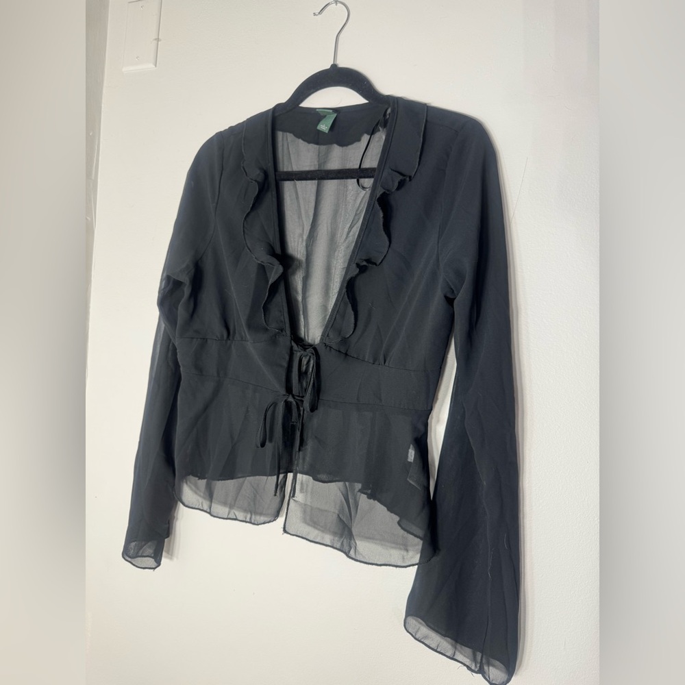 Sheer front tie shirt/ cover up